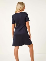 Roman Blue Petite Stretch Ponte Detail Dress - Image 2 of 4