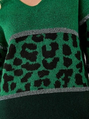 Roman Green Petite Animal Colourblock Stretch Jumper - Image 5 of 5