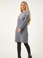 Roman Grey Petite Knit Jumper Dress - Image 3 of 5