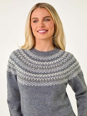 Roman Grey Petite Knit Jumper Dress - Image 4 of 5
