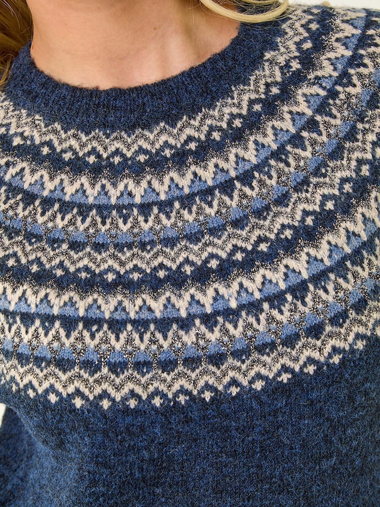 Roman Blue Petite Metallic Pattern Knit Jumper - Image 5 of 5