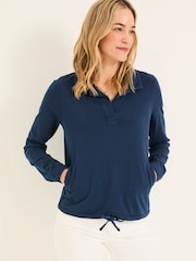 FatFace Jess Navy Popover Jersey Shirt - Image 1 of 5