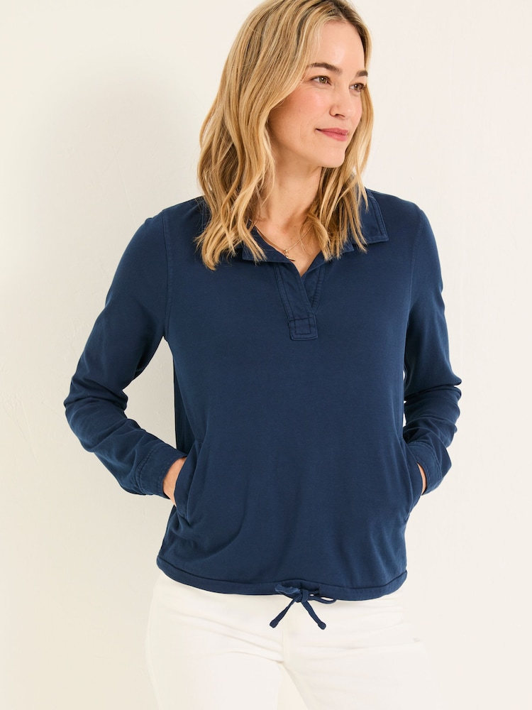 FatFace Jess Navy Popover Jersey Shirt - Image 1 of 5