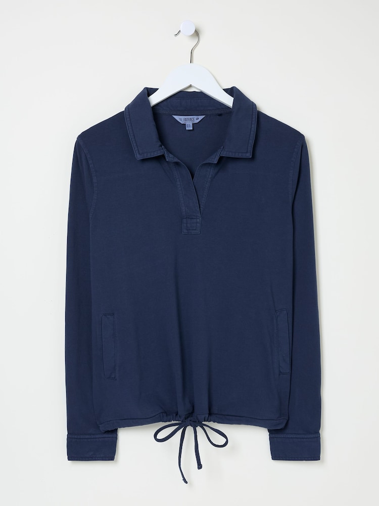 FatFace Jess Navy Popover Jersey Shirt - Image 5 of 5