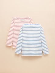 Joules Girls' Harbour Pink & Blue Pack of Two Long Sleeve Jersey Top - Image 2 of 8