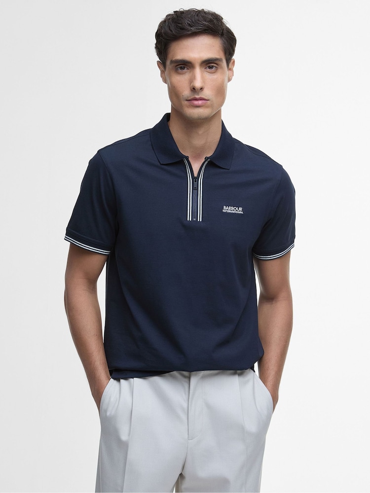 Barbour® International Ollie Twin Tipped Placket 100% Cotton Polo Shirt - Image 1 of 5