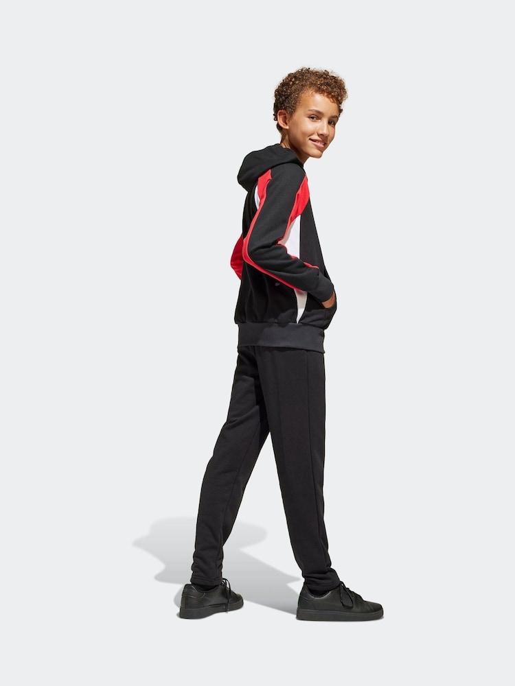 adidas Black/Red Colour Block Tracksuit - Image 2 of 8