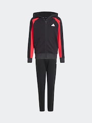 adidas Black/Red Colour Block Tracksuit - Image 6 of 8