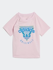 adidas originals Pink/Blue 100% Cotton Shorts and T-Shirt Set - Image 2 of 7
