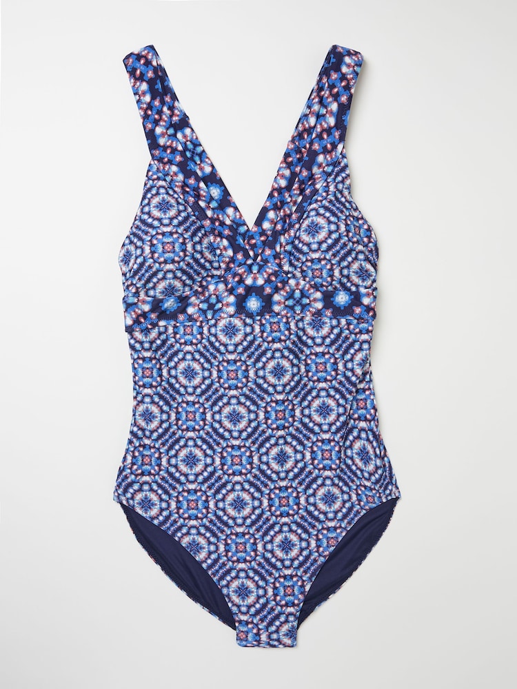 FatFace Batik Bright Blue Geo Indigo Swimsuit - Image 6 of 6