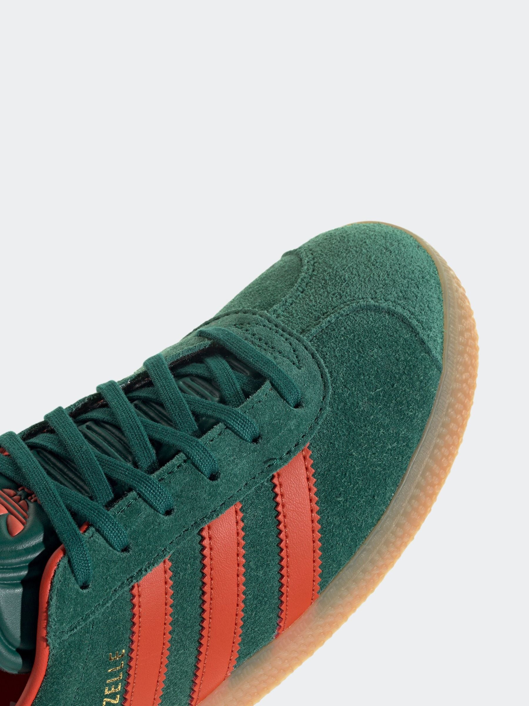Buy adidas Originals Green/Orange Gazelle Junior Trainers from