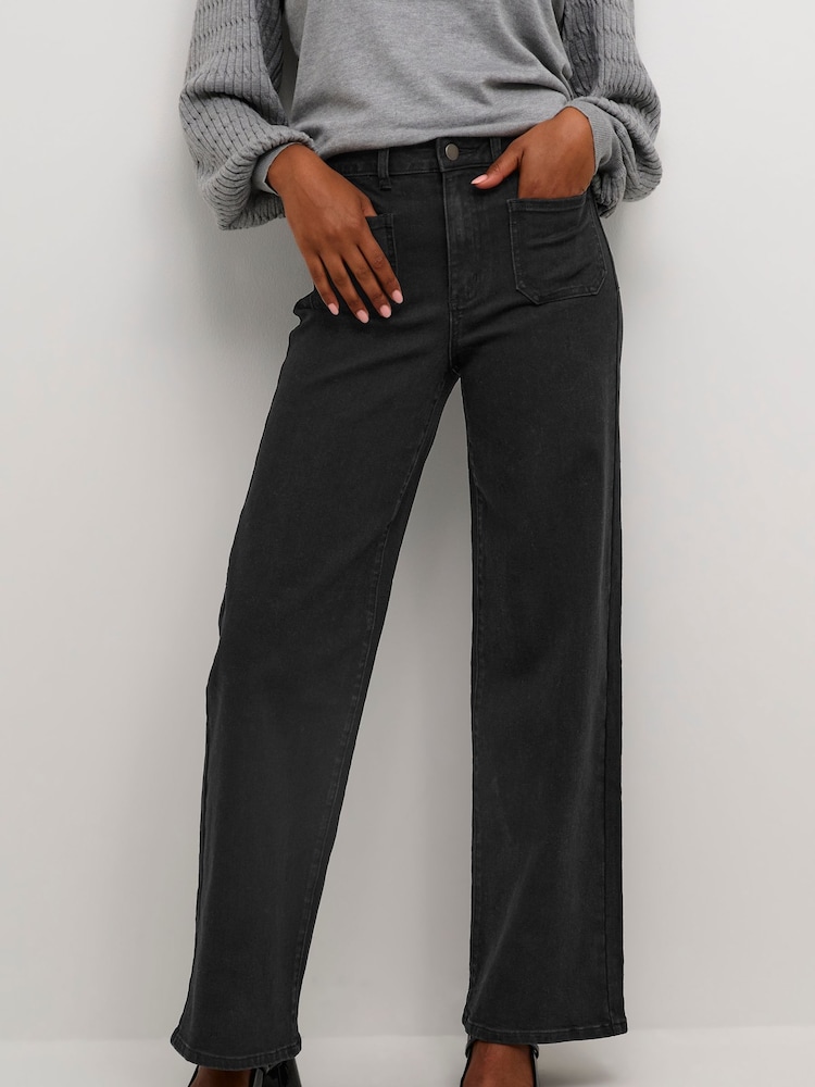 Kaffe KAkarla Wide Leg Pocket Black Jeans - Image 1 of 6
