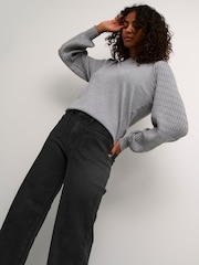 Kaffe KAkarla Wide Leg Pocket Black Jeans - Image 3 of 6