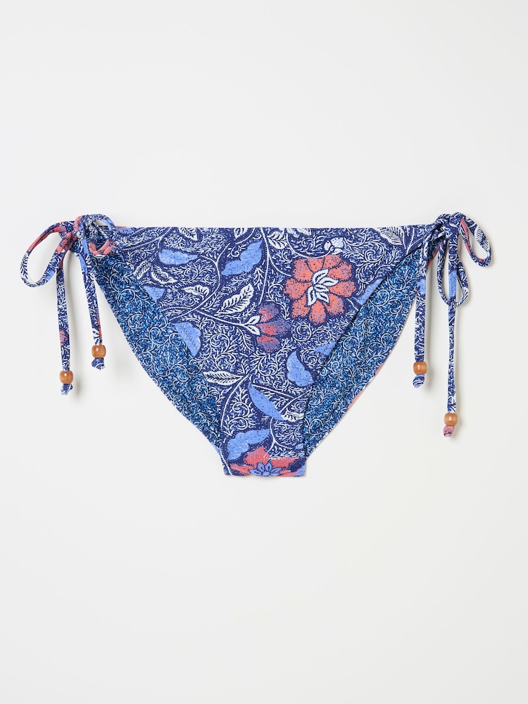 FatFace Rue Dark Blue Tie Side Detail Floral Bikini Bottoms - Image 5 of 5