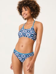 FatFace Batik Bright Blue Geo Bikini Bottoms - Image 1 of 5