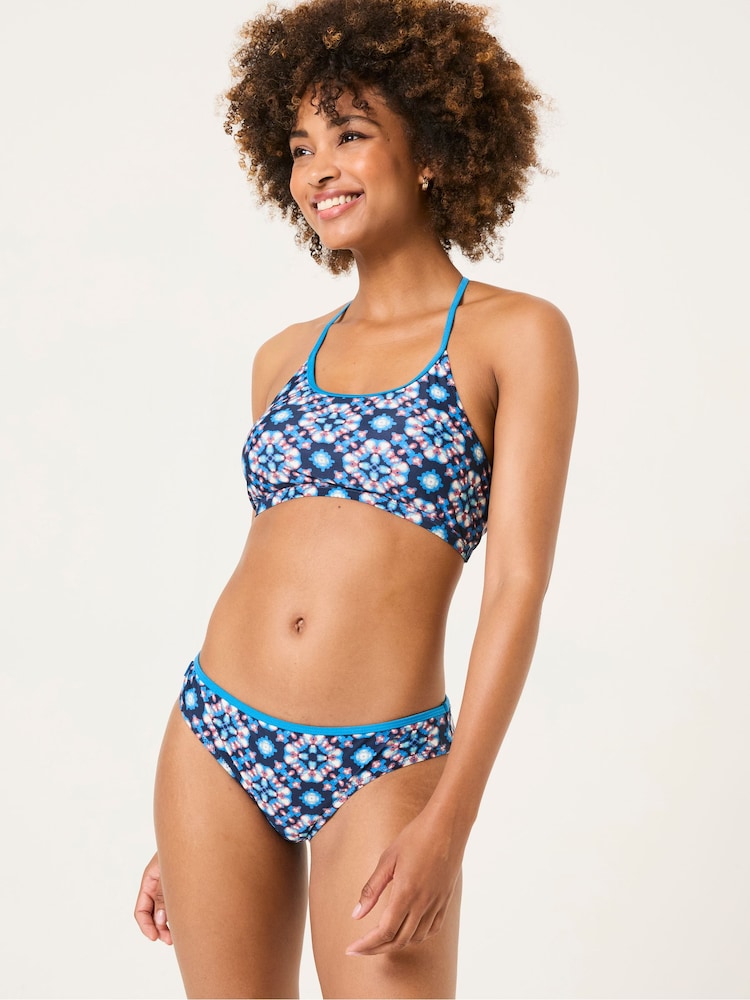 FatFace Batik Bright Blue Geo Bikini Bottoms - Image 1 of 5