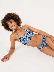 FatFace Batik Bright Blue Geo Bikini Bottoms - Image 3 of 5