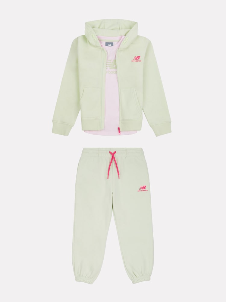 New Balance Green Baby Girls 100% Cotton Tracksuit Set - Image 1 of 6