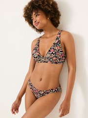 FatFace Black Historical Floral Bikini Top - Image 1 of 5