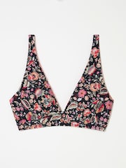 FatFace Black Historical Floral Bikini Top - Image 5 of 5
