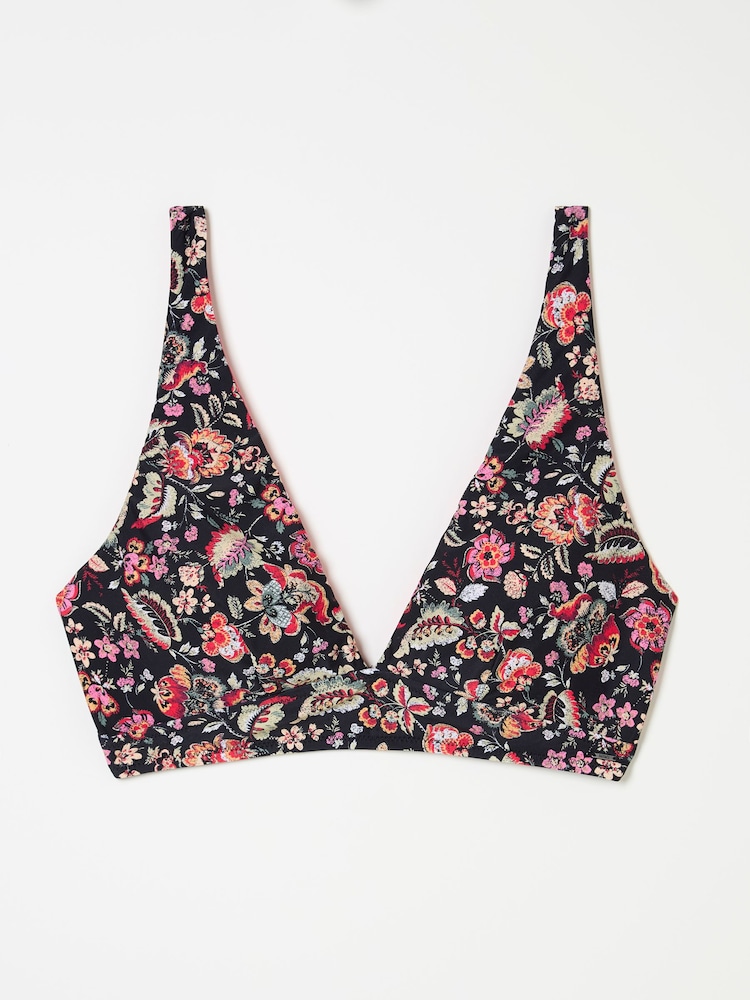 FatFace Black Historical Floral Bikini Top - Image 5 of 5