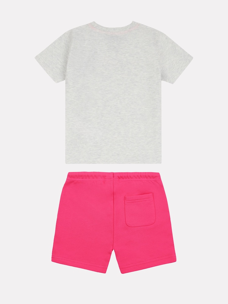 New Balance Pink Baby Girls 100% Cotton T-Shirt and Shorts Set - Image 2 of 3