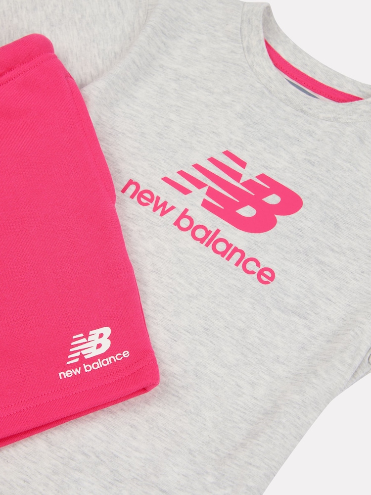 New Balance Pink Baby Girls 100% Cotton T-Shirt and Shorts Set - Image 3 of 3 New Balance Pink Baby Girls 100% Cotton T-Shirt and Shorts Set - Image 3 of 3