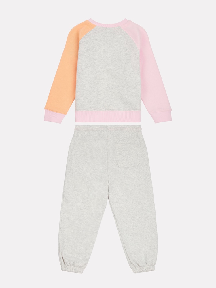 New Balance Grey Baby Girls Raglan Sweatshirt And Joggers Set - Image 2 of 5