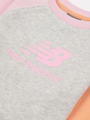 New Balance Grey Baby Girls Raglan Sweatshirt And Joggers Set - Image 4 of 5