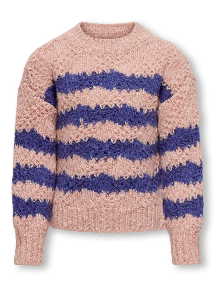 ONLY KIDS Pink Striped Knitted Jumper - Image 2 of 3
