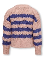 ONLY KIDS Pink Striped Knitted Jumper - Image 3 of 3