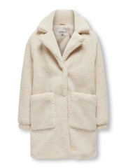 ONLY KIDS Cream Cosy Fleece Teddy Button Up Coat - Image 2 of 3