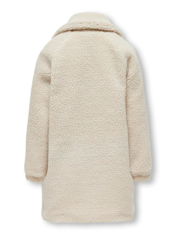 ONLY KIDS Cream Cosy Fleece Teddy Button Up Coat - Image 3 of 3
