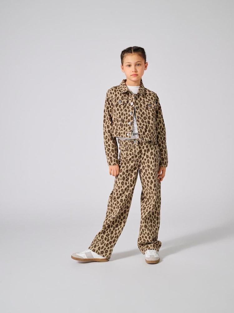 ONLY KIDS Wide Leg Leopard Print Animal Jeans - Image 1 of 3