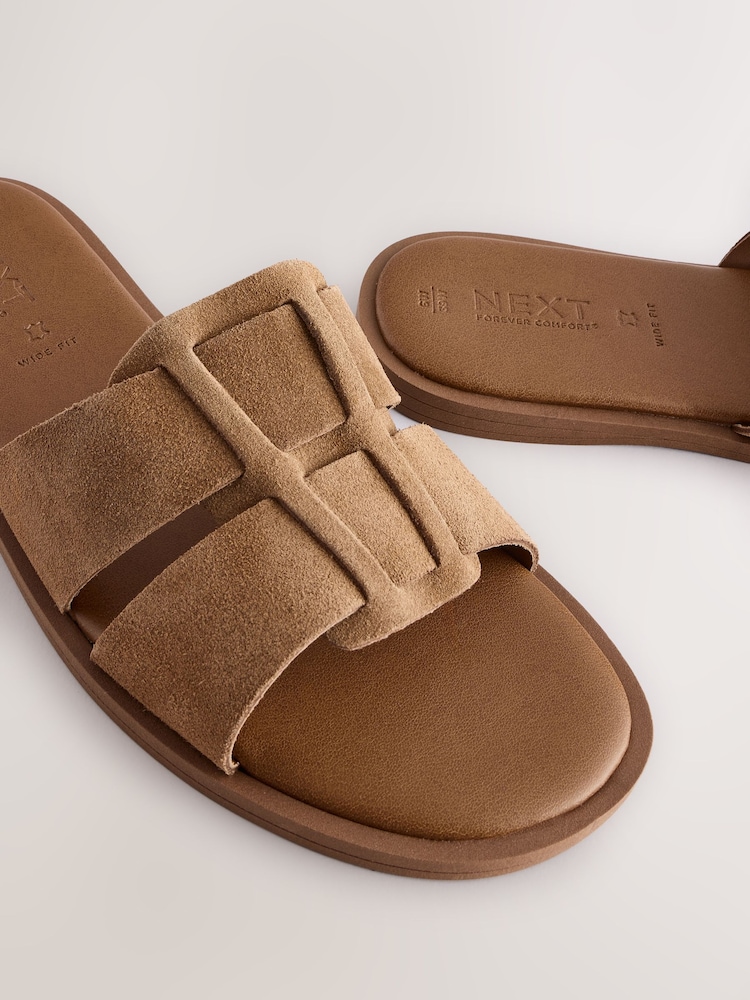 Tan Brown Standard/Wide Fit Forever Comfort® Slot Mule Sandals - Image 10 of 10