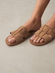 Tan Brown Standard/Wide Fit Forever Comfort® Slot Mule Sandals - Image 4 of 10