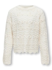 ONLY KIDS Grey Pointelle Detail Long Sleeve Jumper - Image 1 of 2