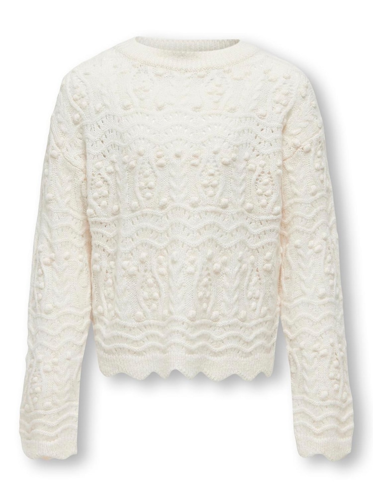 ONLY KIDS Grey Pointelle Detail Long Sleeve Jumper - Image 1 of 2