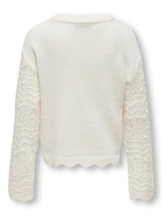 ONLY KIDS Grey Pointelle Detail Long Sleeve Jumper - Image 2 of 2