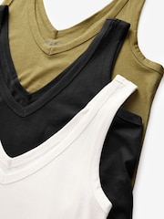 Blanc/Noir/Gris chiné - Lot de 3 gilets souples en modal - Image 9 de 10