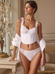 Lipsy White Broderie Crop Corsets Top - Image 3 of 5