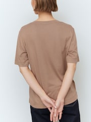 Neutral Cotton Modal Slouch V-Neck T-Shirt - Image 4 of 8