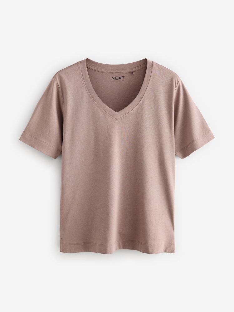 Neutral Cotton Modal Slouch V-Neck T-Shirt - Image 6 of 8