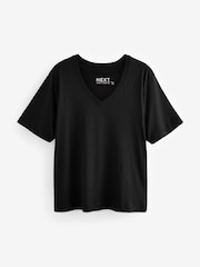 Black Cotton Modal Slouch V-Neck T-Shirt - Image 6 of 8
