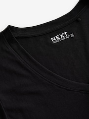 Black Cotton Modal Slouch V-Neck T-Shirt - Image 7 of 8