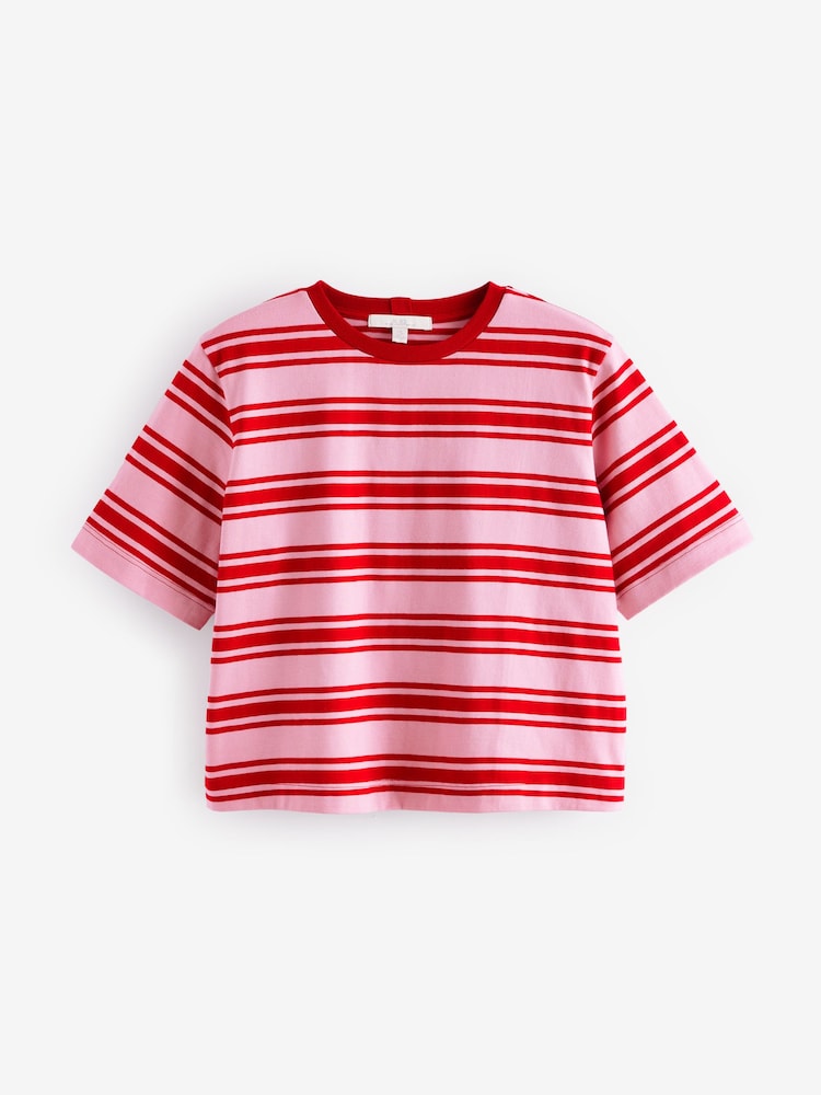 Rosa/rojo - Heavyweight Short Sleeve Shorter Length T-Shirt - Imagen 1 de 3