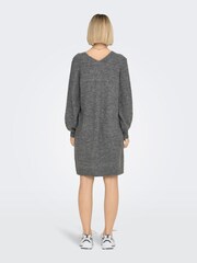 JDY Grey V-Neck Knitted Mini Dress - Image 3 of 7