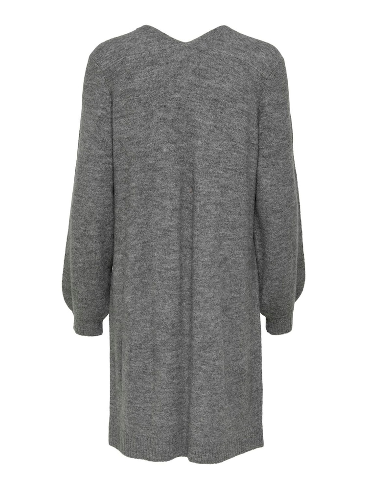 JDY Grey V-Neck Knitted Mini Dress - Image 7 of 7