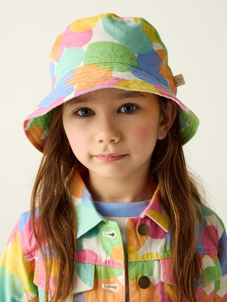 Little Bird by Jools Oliver Rainbow Confetti Heart Bucket 100% Cotton Hat - صورة 1 من 6