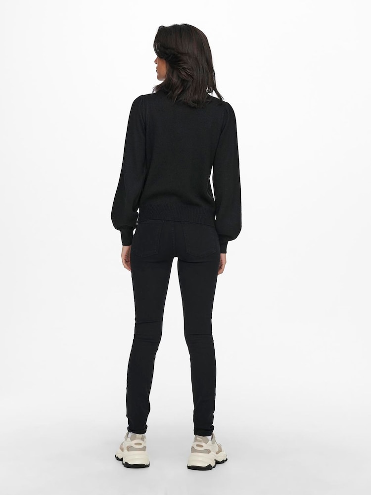 JDY Black High Neck Knitted Pullover Jumper - Image 2 of 5